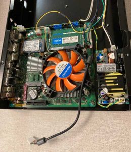 Inside of box build showing custom cable